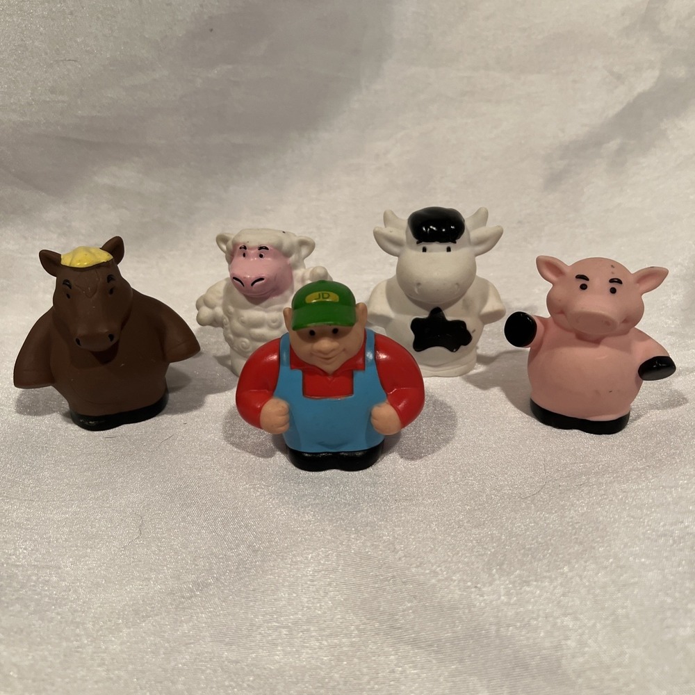 Tommy Ertl John Deere Farmer & Farm Animals Toy Figures -Lot Of 5 - Replacements